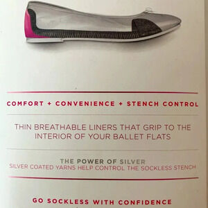 NWT Gekks Black Ballet Flats Shoe Insoles Large 9-11.5 Antimicrobial Breathable